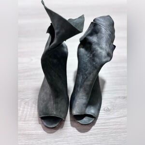 Free‎ People Golden Read Peep toe leather boots dark Grey size eu 39